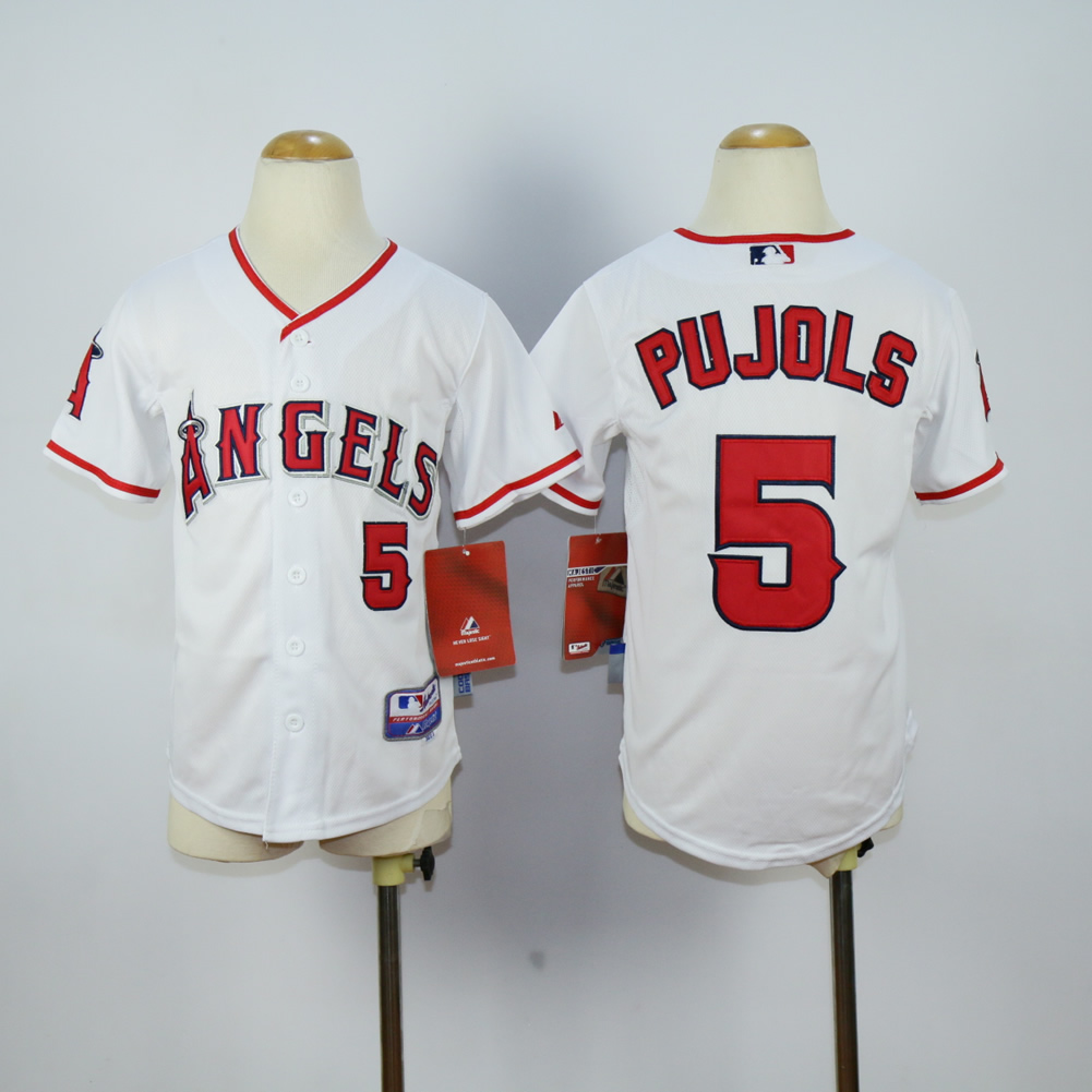 Youth Los Angeles Angels 5 Pujols White MLB Jerseys